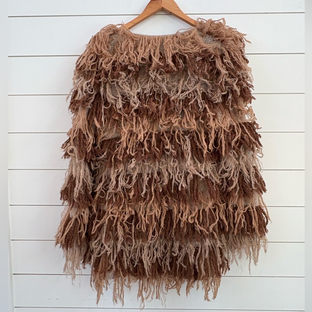 L. paulet 100% Alpaca Shaggy Open Cardigan Sweater - Picture 4 of 14